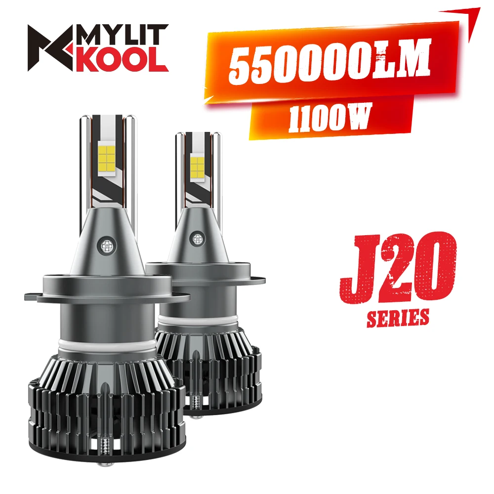 

2PCS H7 H4 LED Car Headlight 1100W 550000LM LED Bulb Canbus 2 Copper Tube Turbo H1 Lamp H11 9005 9006 HB3 HB4 9012 Auto Light