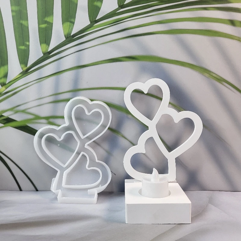 Love Wedding Decoration DIY Silicone Mold Hollowed Out Three Love Heart Plugs Plaster Moulds