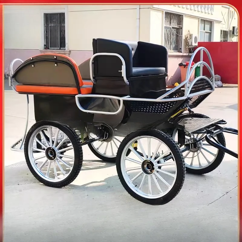 Four-wheeled sports and leisure carriage Horse-drawn equestrian training competition Outdoor travel Sightseeing horse