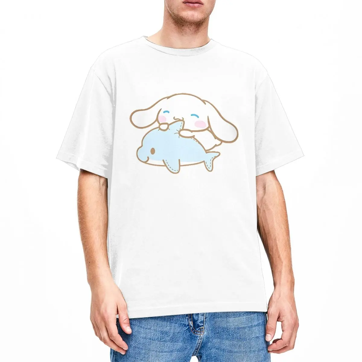 ผู้ชายผู้หญิง T เสื้อ Sanrio Cinnamoroll เสื้อยืด Hippie Beach Tees Vintage Casual 100% Cotton Tops วันเกิด