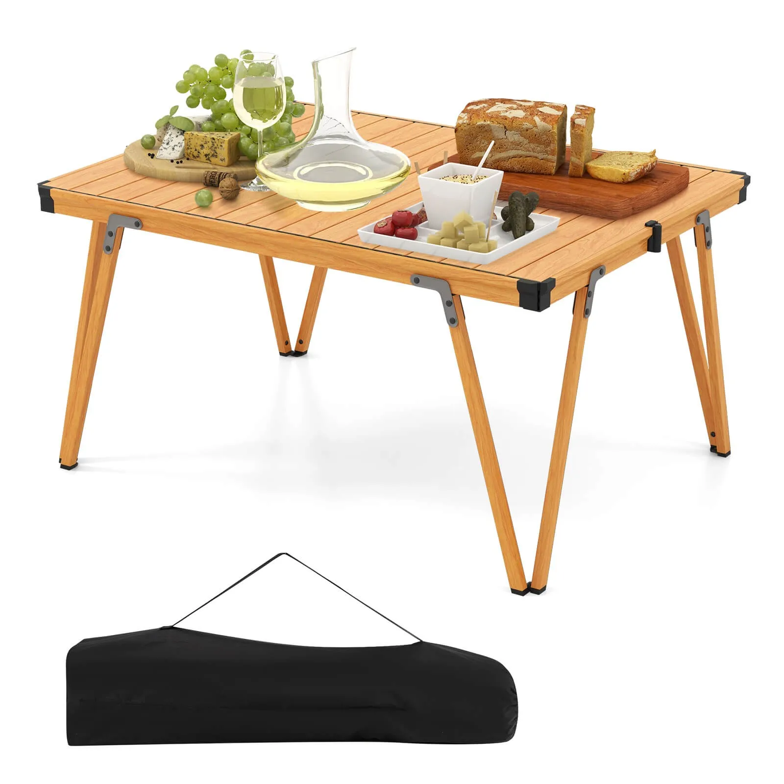 Folding Camping Table w/ Storage Bag and Waterproof Desktop Aluminum Structure