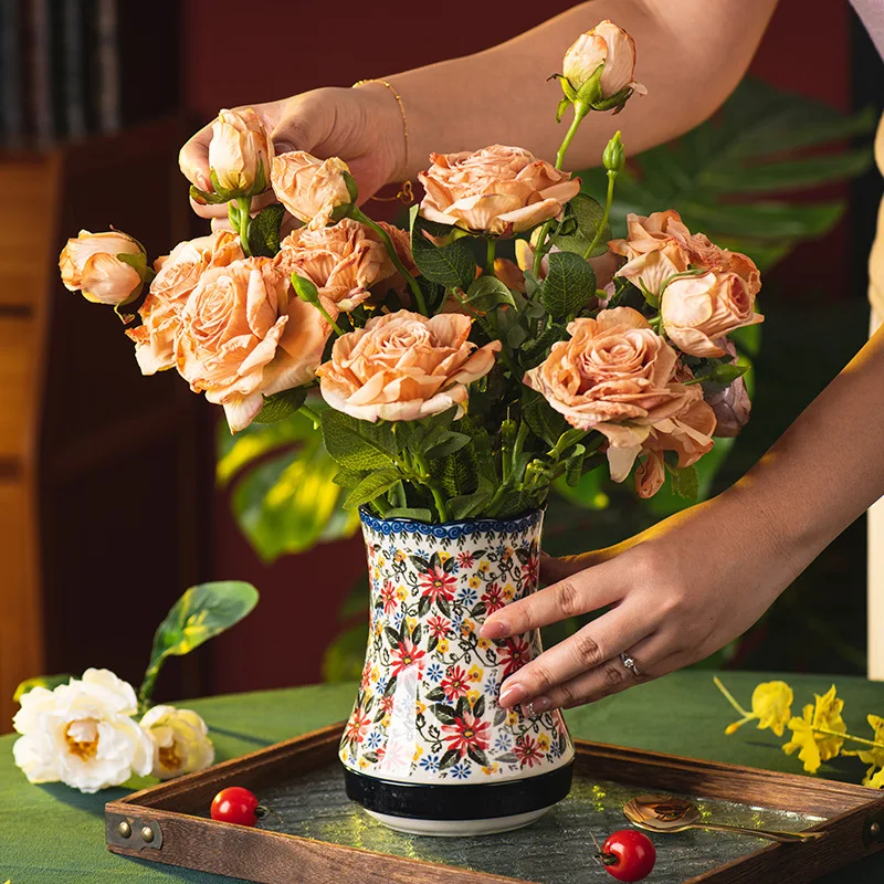 Kitchen Storage & Organization，Flower Patterned Ceramic Storage Bottles, Boxes, Cans, Household Drain Chopstick Holders