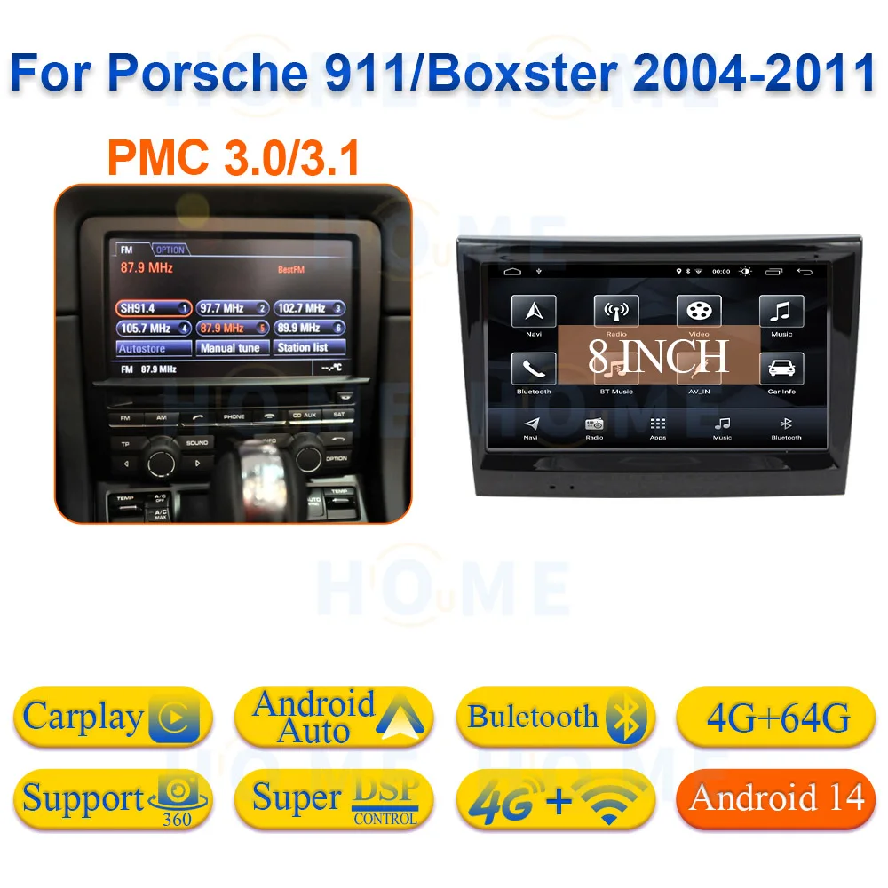 ZJZ工場価格 Android 14搭載 ポルシェ911ボクスター用Carplay対応 車載マルチメディアプレーヤー ラジオナビゲーション IPS HDスクリーン搭載