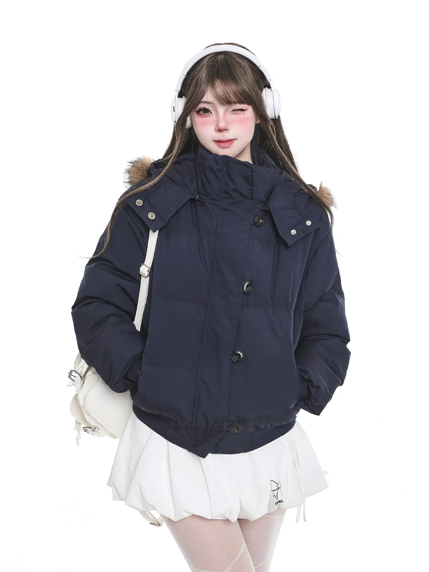 

Sweet Sle 90% White Du down Hooded ort Puffer Jaet Women's Winter College Sle Age-Defng Warmth ort Outerwear