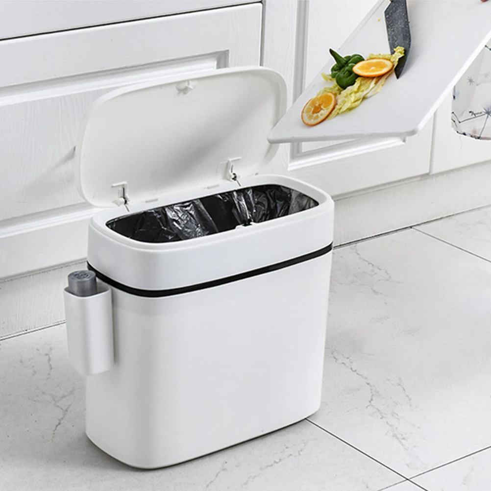 

10L Household Trash Can With Press Lid Compact Odor Proof Garbage Bin For Kitchen Bedroom Bathroom Home Hotel Use