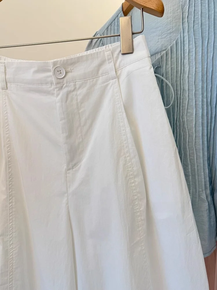 

White Thin Wide Leg Pants Women's Spring Autumn New Sle Small Size Lantern Pants 50cm Heightening Eighteen Knife Pants