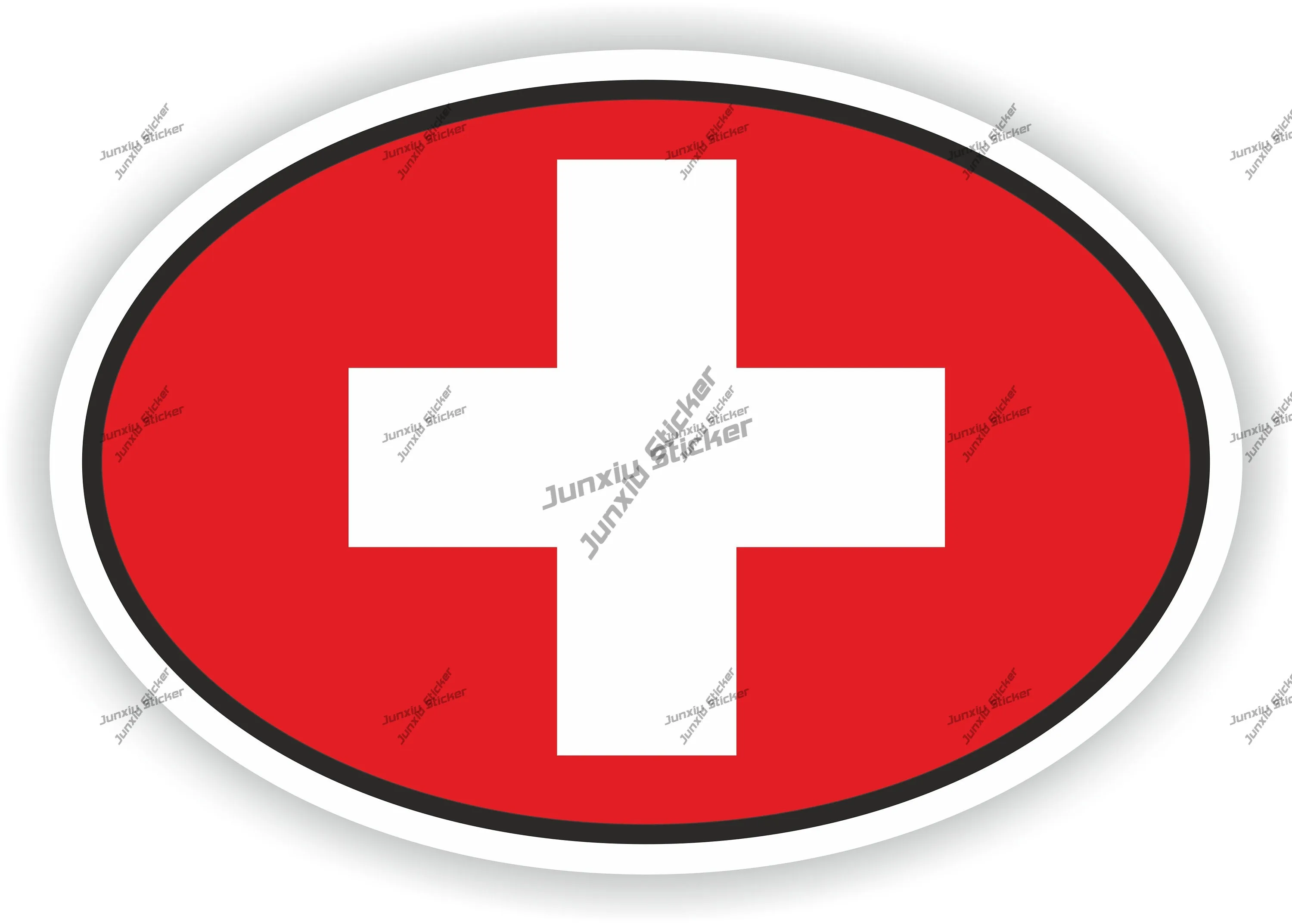 

Switzerland Flag Oval Sticker Bumper Stickers Cover Scratches Car Accessories Exterior Camper Sticker Motorsport Racing Decor