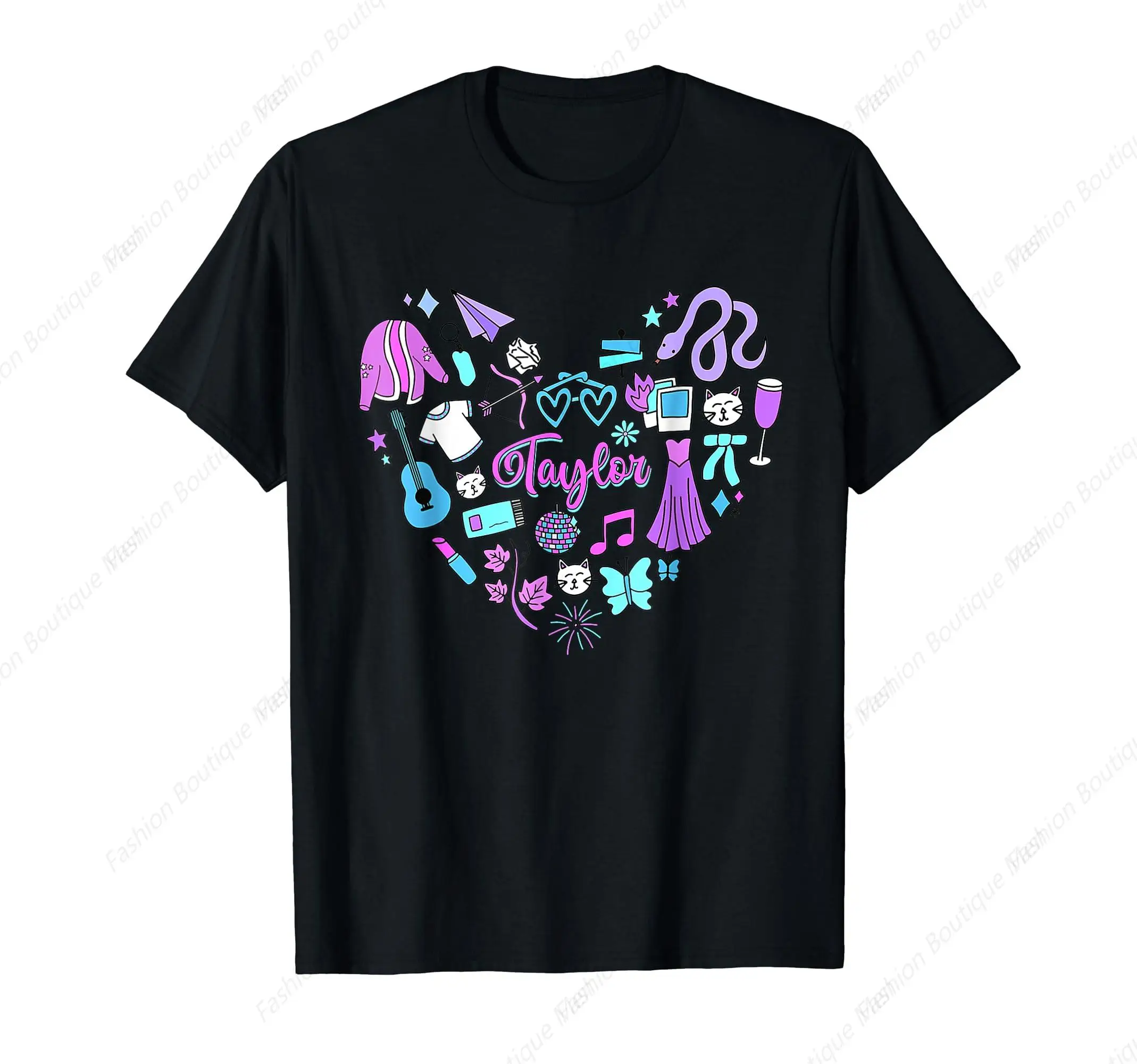 

Vintage Taylor First Name I Love Taylor Girl Groovy 80s Retro T-Shirt Leisure O-Neck Tee Unisex