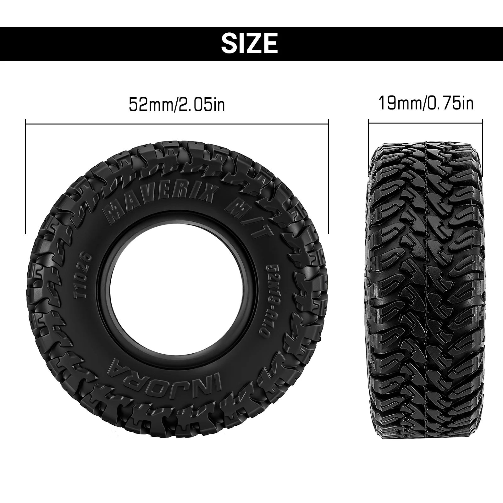 INJORA 52*19mm 1,0" MAVERIX M/T Reifen für 1/18 1/24 RC Crawler (T1026) – Detail 4
