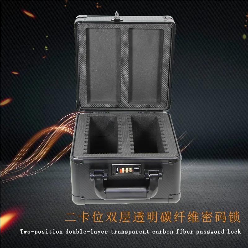 Aluminum Alloy PSA Rating Card Storage Box, 2 Slots Double Layer Transparent Star Style Card Case