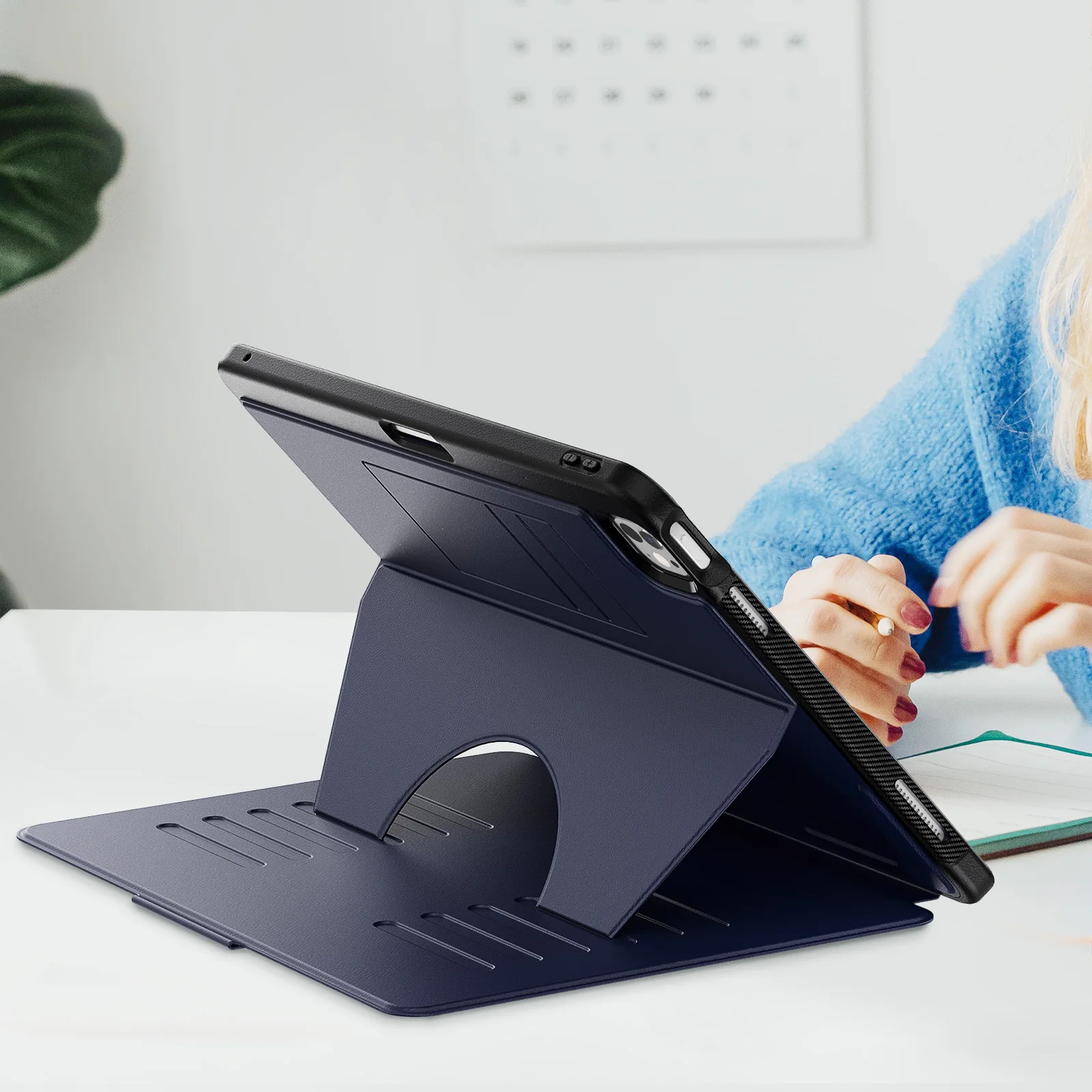 

Navy Blue Premium Business Tablet Case for iPad Pro 13 2024 Pro 11 2024 Air7 th2025 10.9 10.2 9.7 Mini 6 7 th 8.3inch Pen holder