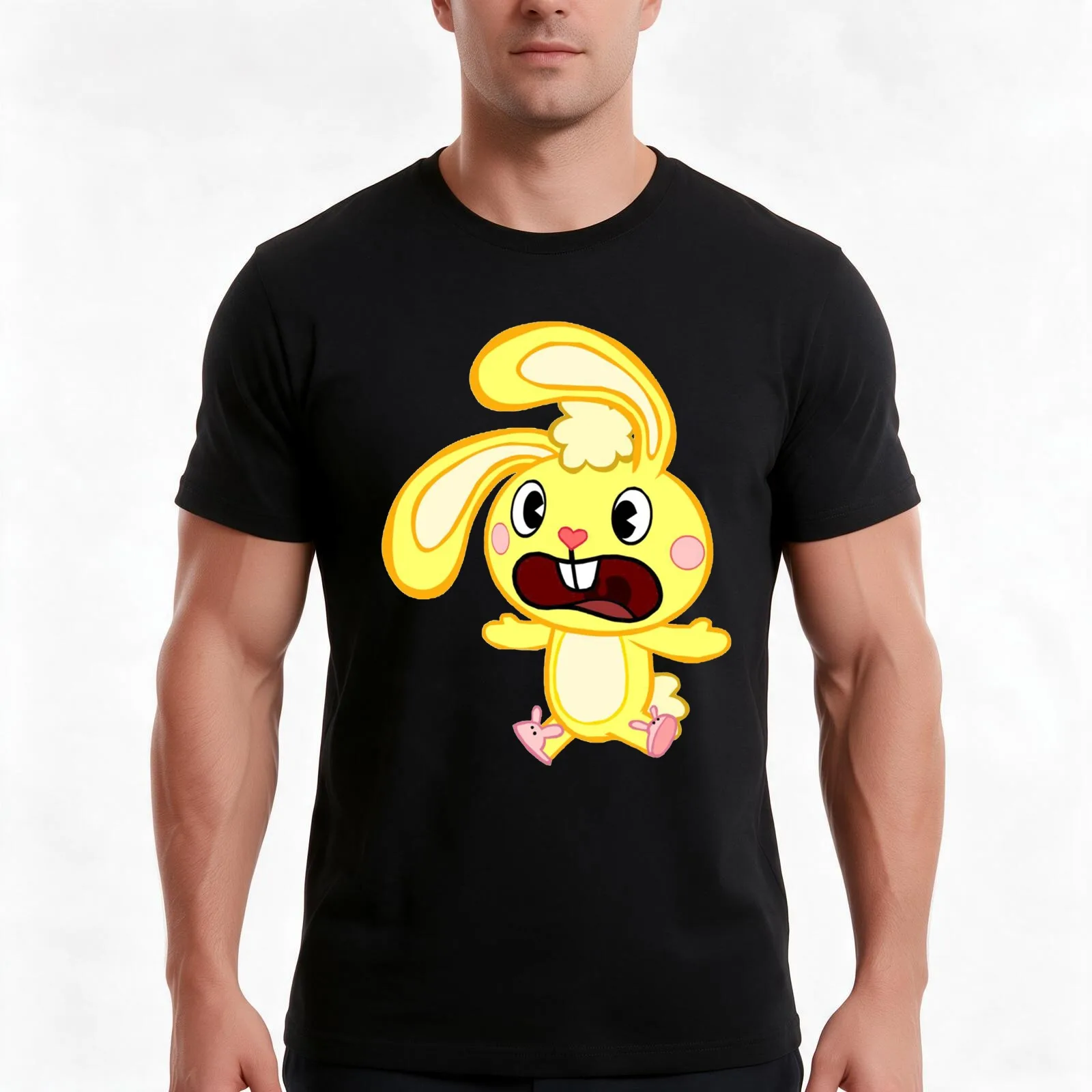 Cuddles - Happy Tree Friends T-Shirt, Summer Casual Cotton Tee, Oversized Streetwear Tops, Vintage Graphic Print, 100% Cotton