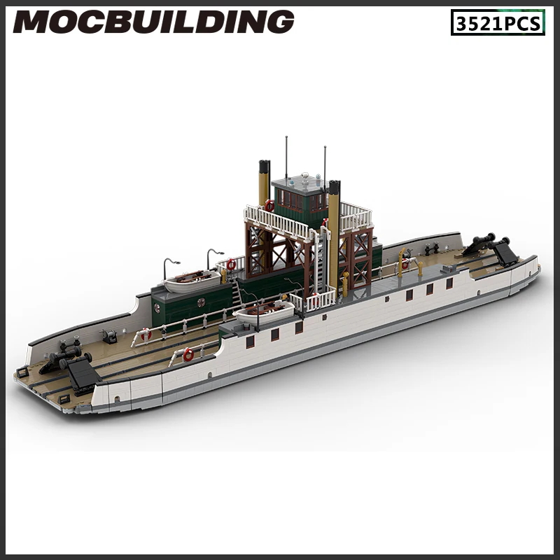 

MOC Building Blocks Railroad Ferry Transport Ship Model DIY Bricks Creative Assembly Toy Boat Birthday Gifts Christmas Present