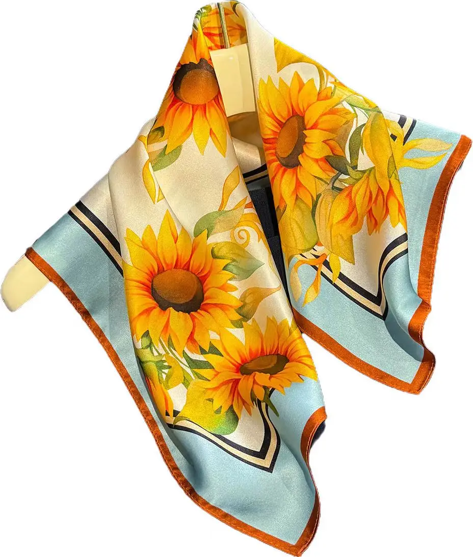 

100% Natural Silk Scarf Women Neck Foulard Square Headband Scarves Bandana Fashion Hijab Print Poncho Scarves Pashmina Écharpe