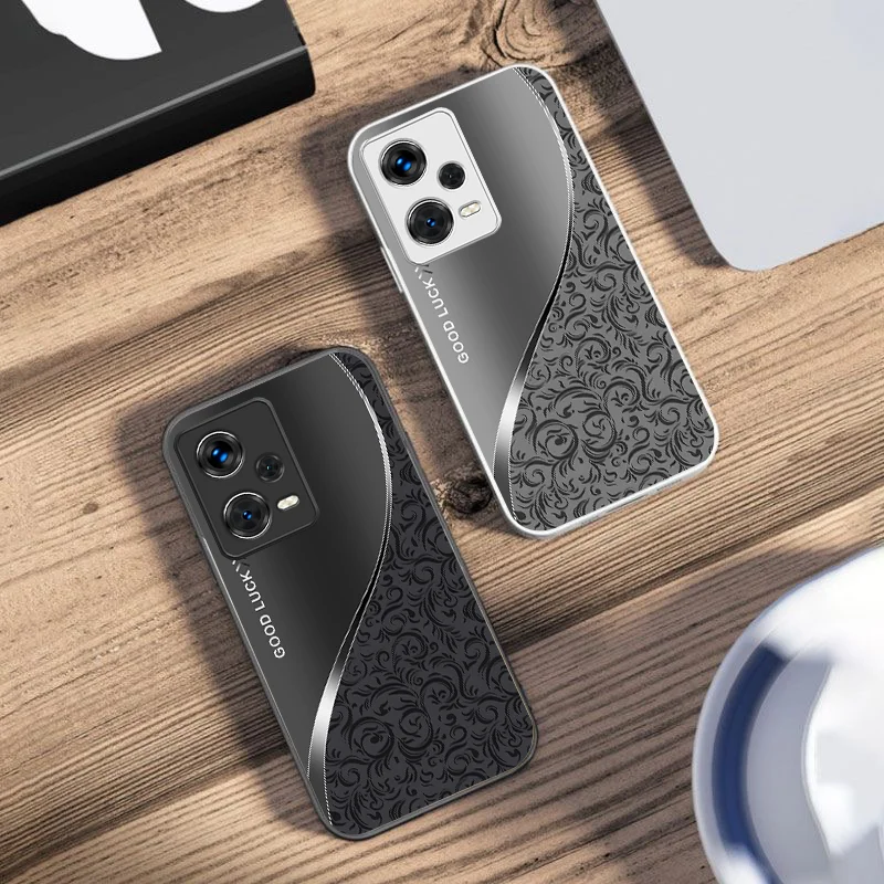 Pattern Gradient Black For Xiaomi 14 Ultra 13 Lite Redmi Note 13 11 Pro 12 Plus Poco X6 3 Pro F4 6 GT Tempered Glass Phone Case