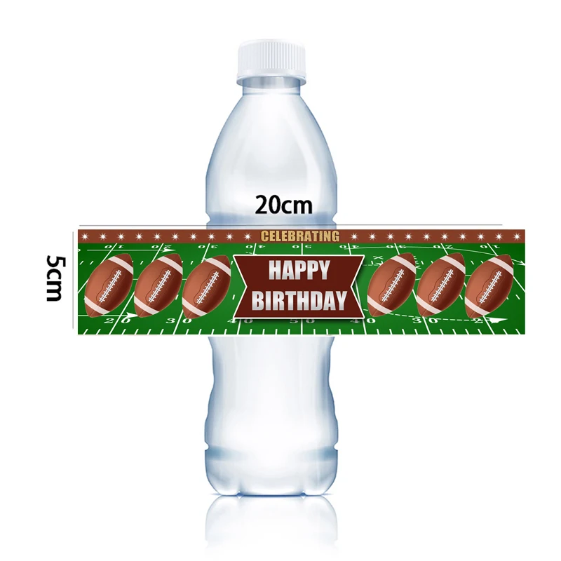 Football Touchdown Sports Water Bottle Labels Happy Birthday Rugby Party Water Bottle Wrappers Kids Birthday Party Decor Supply