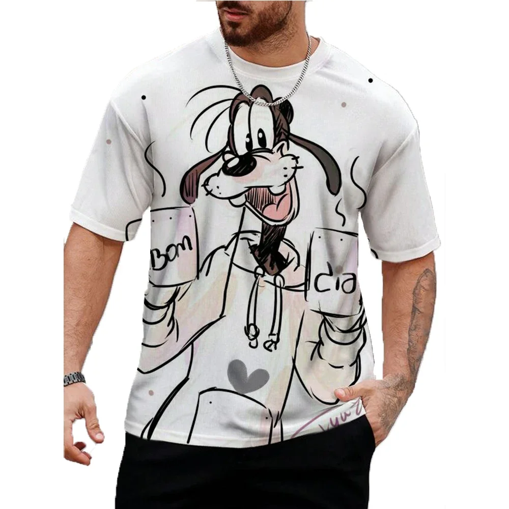 Disney Goofy Fun Print Men's Retro T-Shirt Personality Street Men's T-Shirt Fitness Oversized T-Shirt Outdoor Fashion Kids Tee