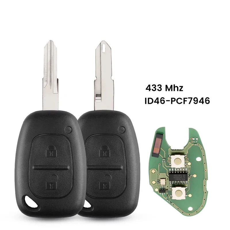 

Remote Key Fob For Renault Traffic Master Vivaro Movano Kangoo 2 Buttons 433MHz ID46 Chip Transmister NE73 VAC102 Blade