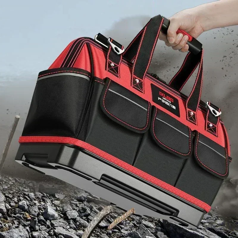 

DELIXI Портативная сумка для инструментов Оксфорд 1680D с пластиковым дном Водонепроницаемая прочная сумка для инструментов большой емкости для электрика, столяра