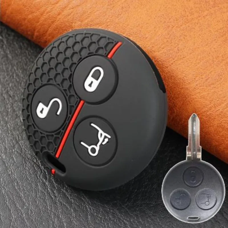 Porte-clés à distance en silicone pour Benz, Smart Roadster, Fortwo, Cross Blade, 6 City Coupé, Cabrio K Forfour, porte-clés, étui, support, 3 boutons