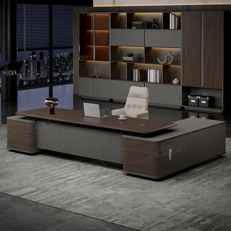 Modern Light Luxury Boss Desk and Chair Set Simple High End Manager Office Table Large Executive Workstation for Supervisor