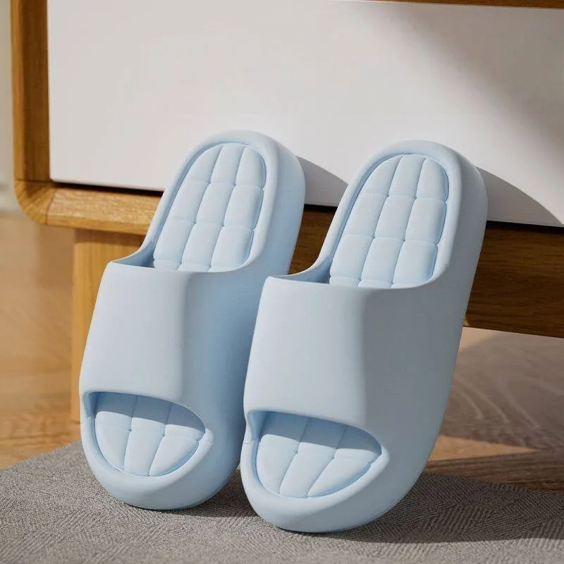 Men Women Summer EVA Leather Texture Slippers – Non-Slip Bathroom Shower Shoes, Odor-Proof Indoor Home Sandals