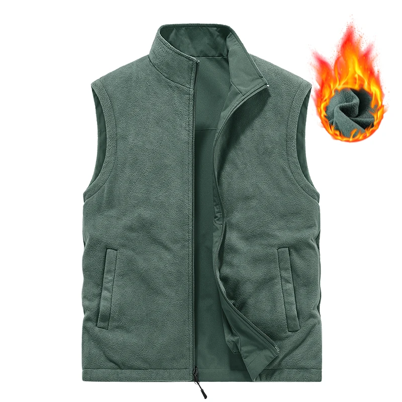 Men's Padded Vest 2024 Spring and Autumn New Double-sided Wearable Multi-pocket Outdoor Fishing Coat Men's Sleeveless Jacket