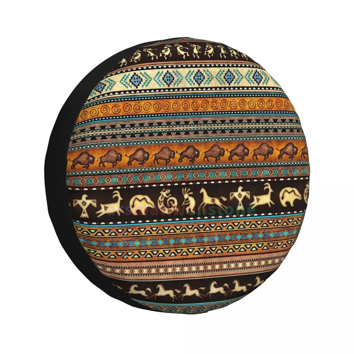 Vintage Boho Ethnic Pattern Anti-UV Tire Cover for Trailer RV SUV, Waterproof Tire Cover with Anti-Fouling Coating, 14-17 Inch