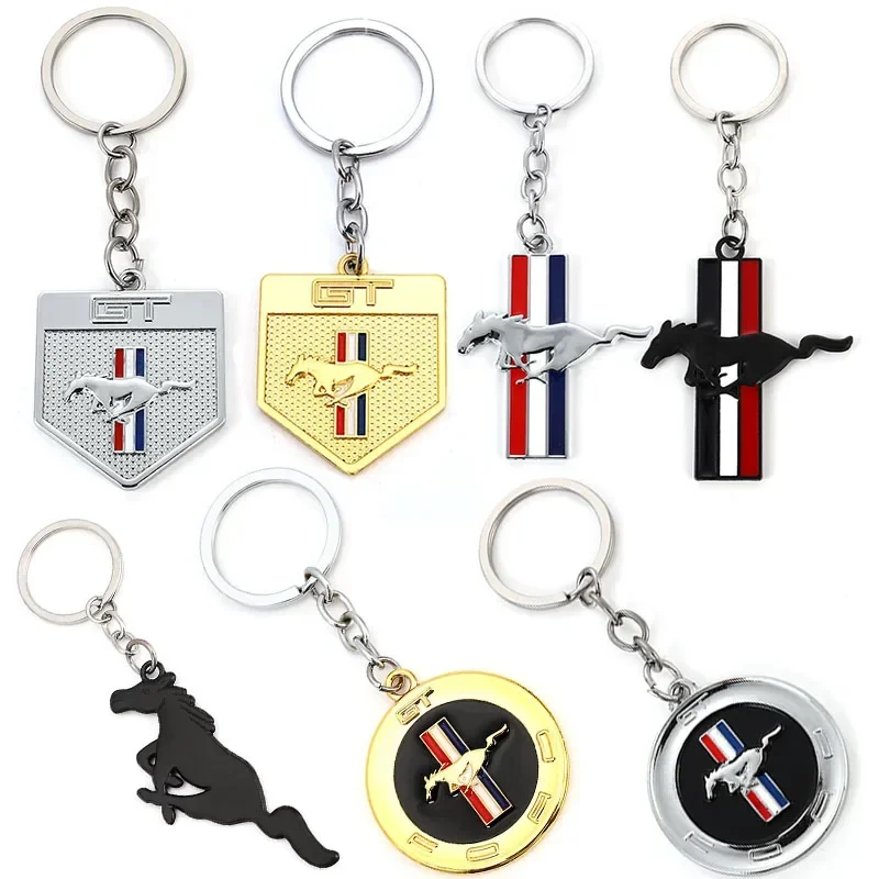Металлический 3D автомобильный брелок для ключей с пряжкой для Ford Mustang Shelby GT 350 500, эмблема бегущей лошади, значок, аксессуары Cobra Focus