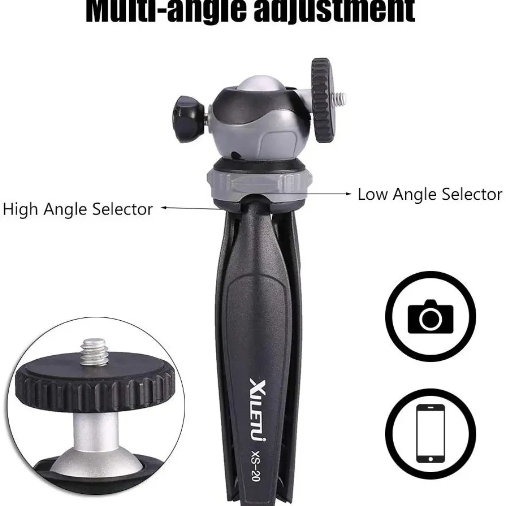 XILETU XS-20 Mini Desktop little Phone Stand Tabletop Tripod for Vlog Mirrorless Camera Smart phone with Detachable Ball head