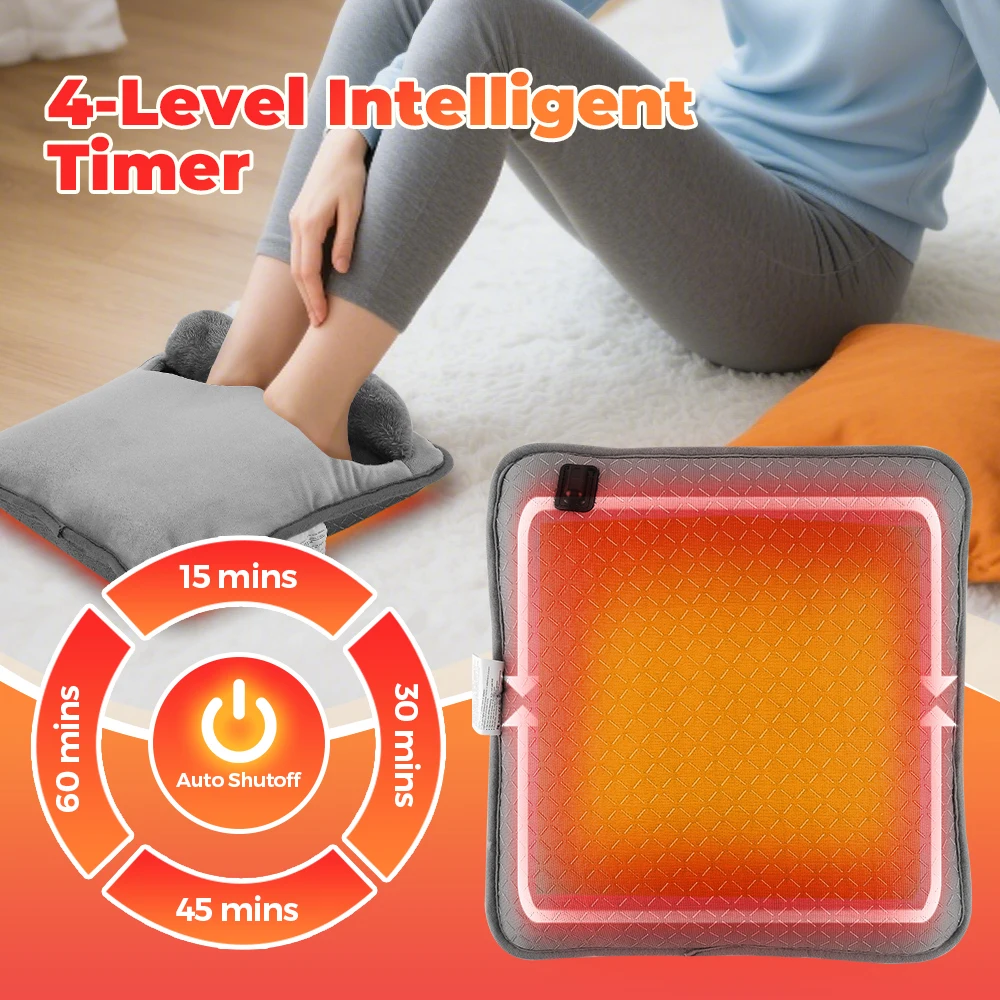 

Winter Electric Foot Heating Pad 4 Heat Levels Household Foot Warmer Heater Soft Plush Foot Warming Thermostat Mat Warm Pad