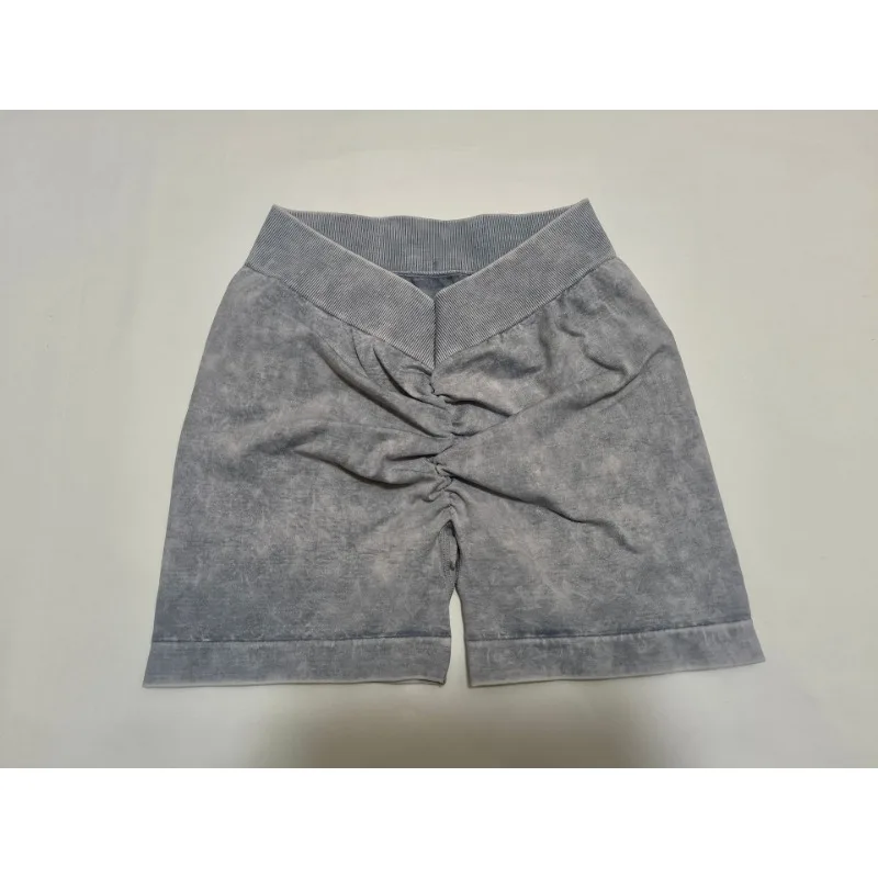 Nahtlose V-Taille Shorts Frauen Frosted Wasser Waschen Shorts Dehnbare Hohe Taille Workout Laufen Sexy Hüfte Heben Yoga Shorts