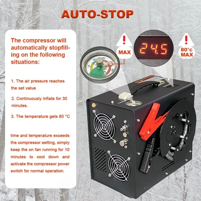 مضخة هواء مثبتة على السيارة ذات ضغط عالي، مضخة زيت ضاغط الهواء، ضغط عالي بدون ماء، مناسبة لزجاجات الغوص #5