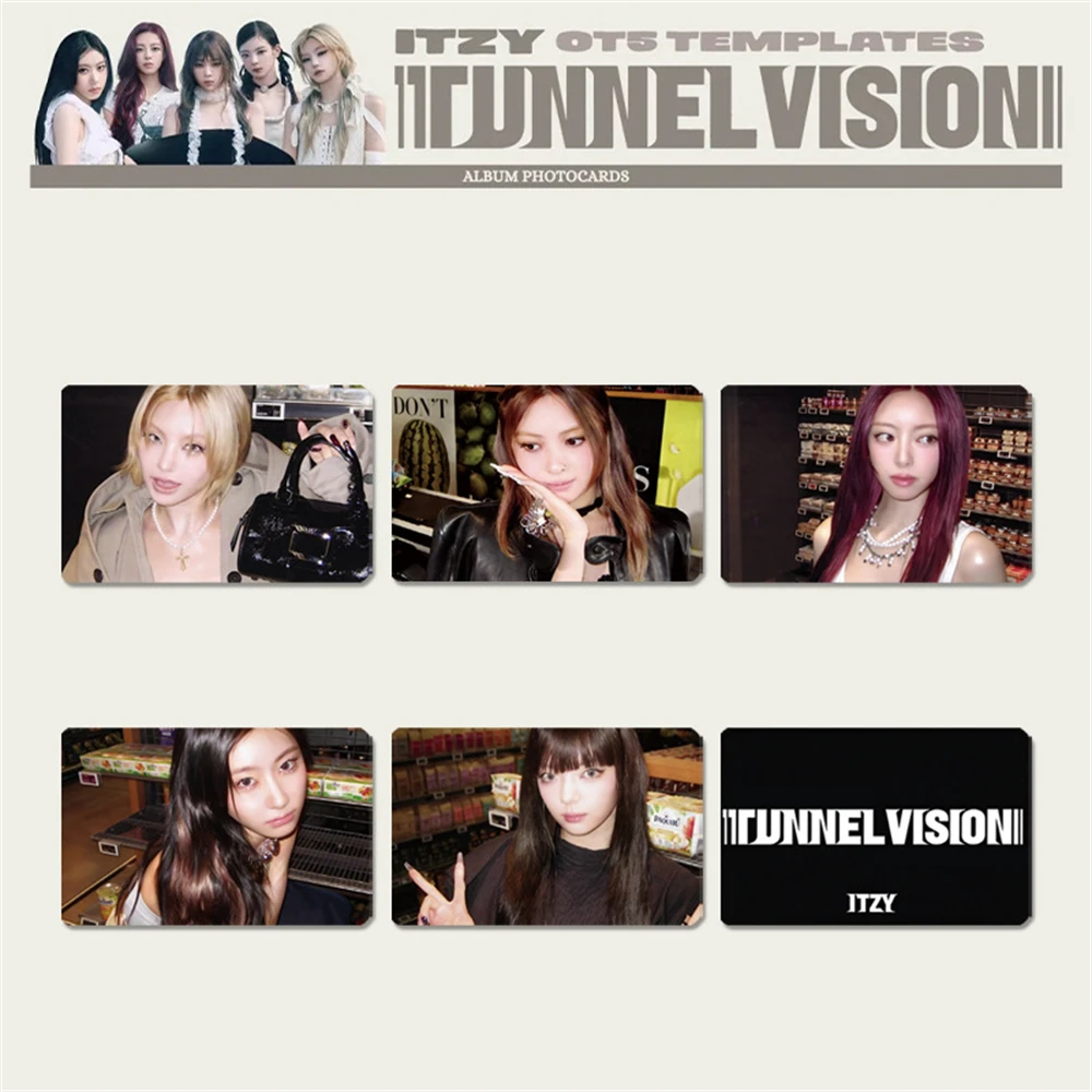 5 قطعة بطاقات الصور KPOP ITZY عضو TUNNEL VISION ألبوم LOMO بطاقات Yeji Lia Ryujin Yuna Chaeryeong بطاقات بريدية على الوجهين جمع المشجعين