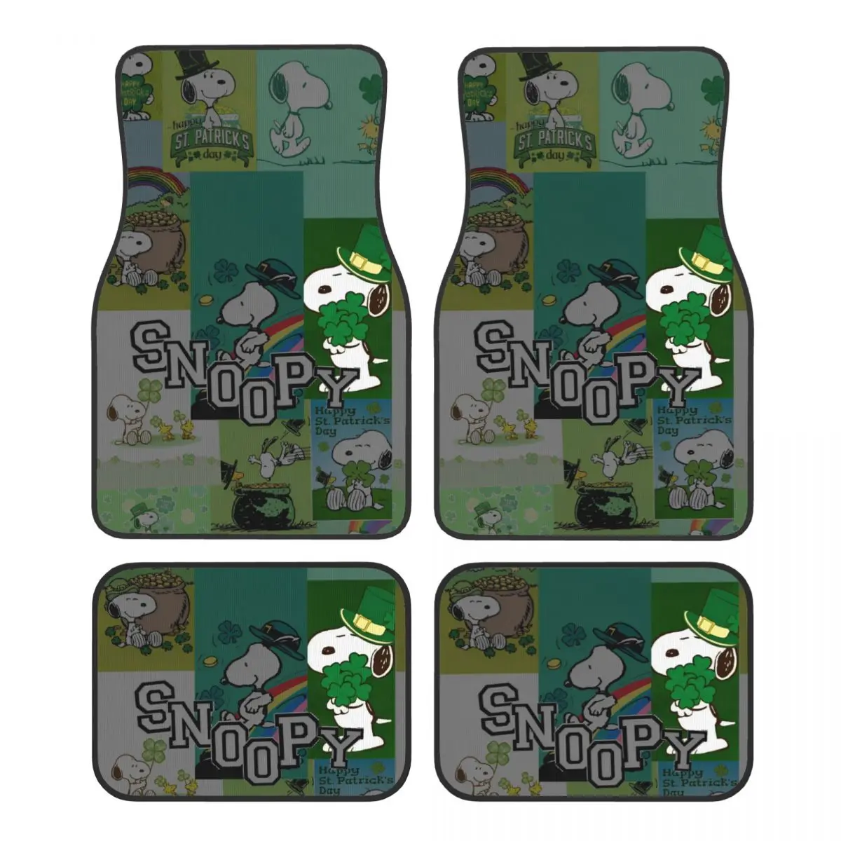 

Snoopys Cartoon Dog Universal Fit Car Floor Mats Cute Car Carpet Mat 4pcs with Anti-Slip Backing Fit for Sedans Trucks