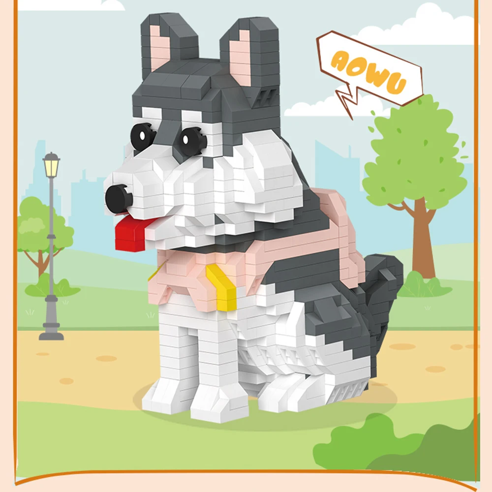 Simpatico modello di cane da compagnia Micro mini blocchi di costruzione giocattoli - Decorazione da tavolo, giocattolo educativo, assemblaggio semplice, regalo di festa perfetto per i bambini