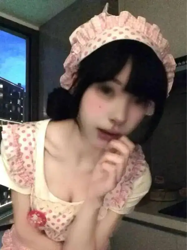 コススイートリトルシェフメイドキュートガールレース水玉模様タイなしセクシー女性用ドレスエレガントスイートミニドレスピンクファッションBCM8