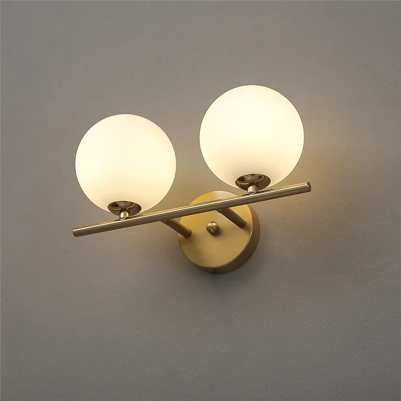 Cross border Amazon mirror headlights, American round glass wall lights, bedroom, bathroom, bathroom, dual head, triple head