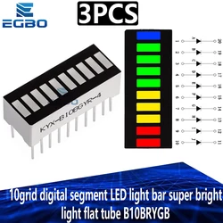 3PCS EGBO 10grid digital segment LED light bar super bright 2 red+3 yellow+4 green+1 blue light flat tube B10BRYGB