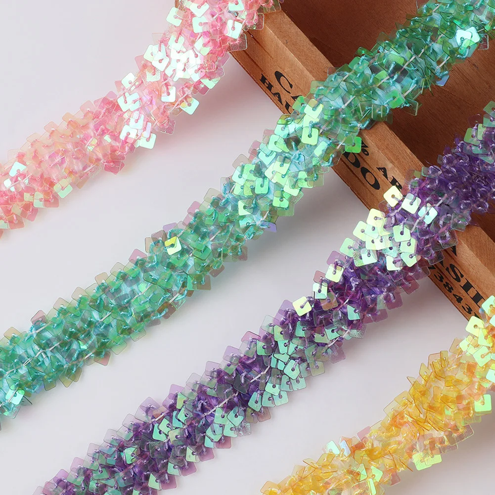 20mm Elastic Sequins Ribbon Trim Webbing For Clothing Dress Headdress And DIY Apparel Sewing Supplies