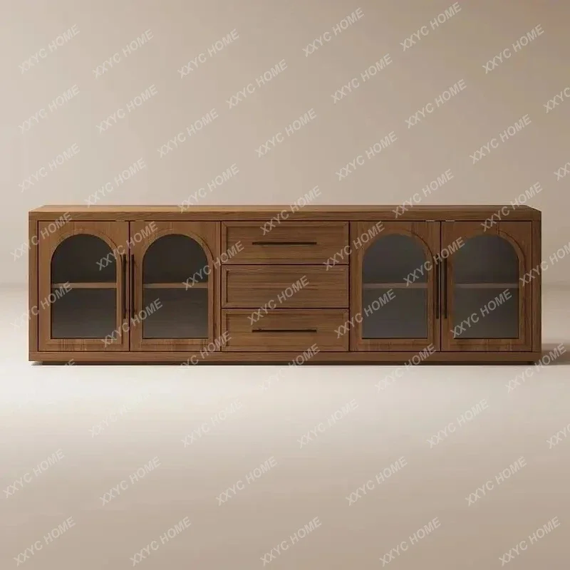 

L solid wood antique storage floor cabinet Household glass storage cabinet
