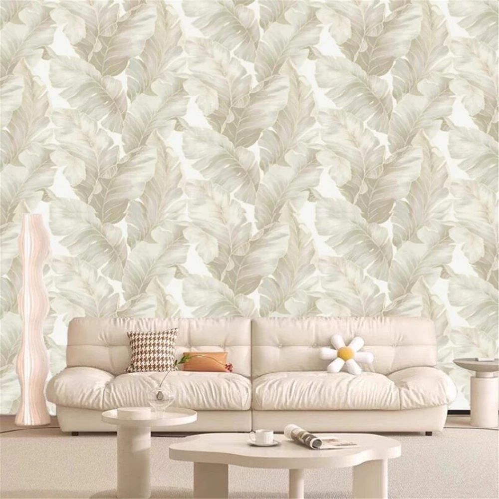 Custom Nordic minimalist fresh abstract banana leaf mural leaf wallpaper living room bedroom dining room background wall paper