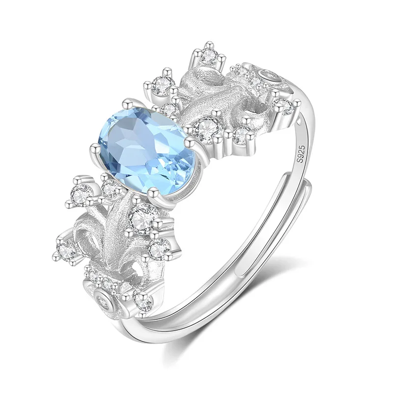 

Bride 925 Sterling Silver Resizable Size Ring for Women Girl Lady Natural Topaz Citrine Garnet Amethyst Peridot Wedding Girl