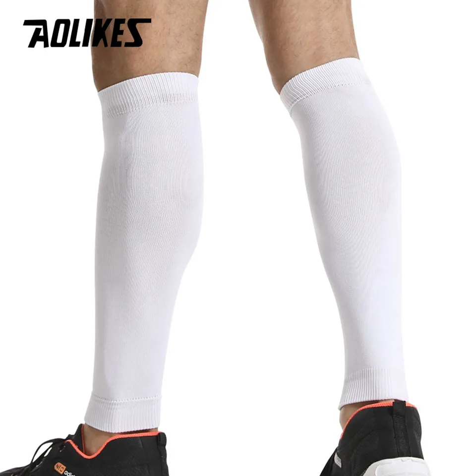 AOLIKES-كم ضغط الساق ، أكمام دعم الساق ، تخفيف الألم ، جوارب حماية للياقة البدنية ، الجري ، كرة السلة ، زوج واحد