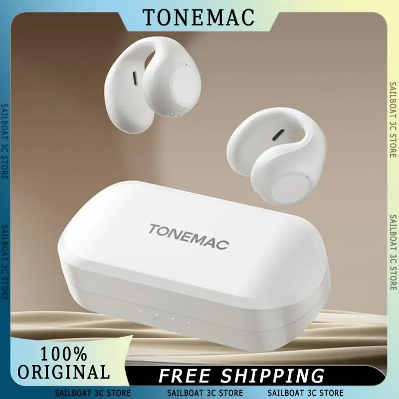 TONEMAC Q2 Wireless Bluetooth Earphones Noise Reduction IPX5 Waterproof Air Bone Conduction Open Ear Clip Sports Earphone Custom