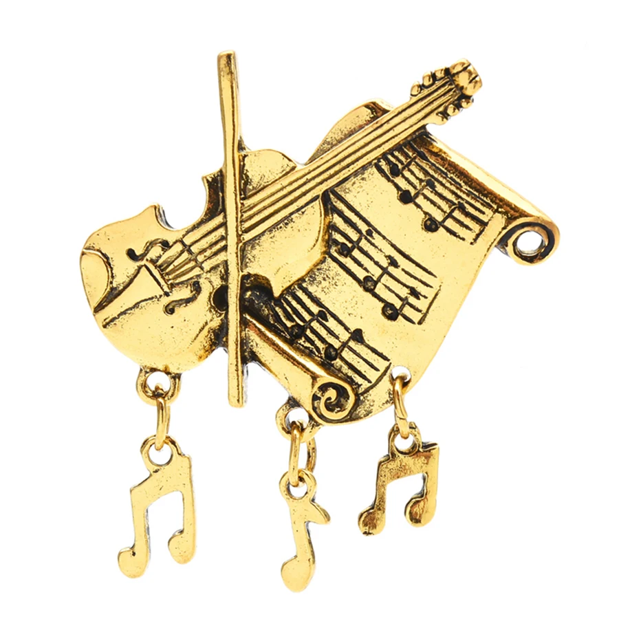 Vintage Violin Brooches Music Note Brooch Pins Musician Stuendent Jewelry Gift Coat Accessory