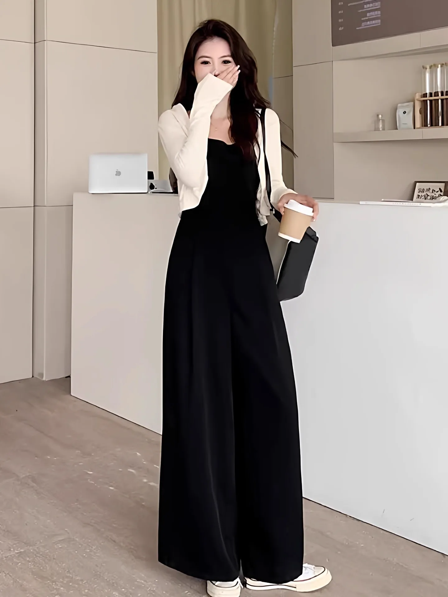 

Женский цельный костюм Hepburn Sle больших размеров для похудения, цельный осенний комплект из синтетического волокна с высокой талией, длинный комплект све Faion