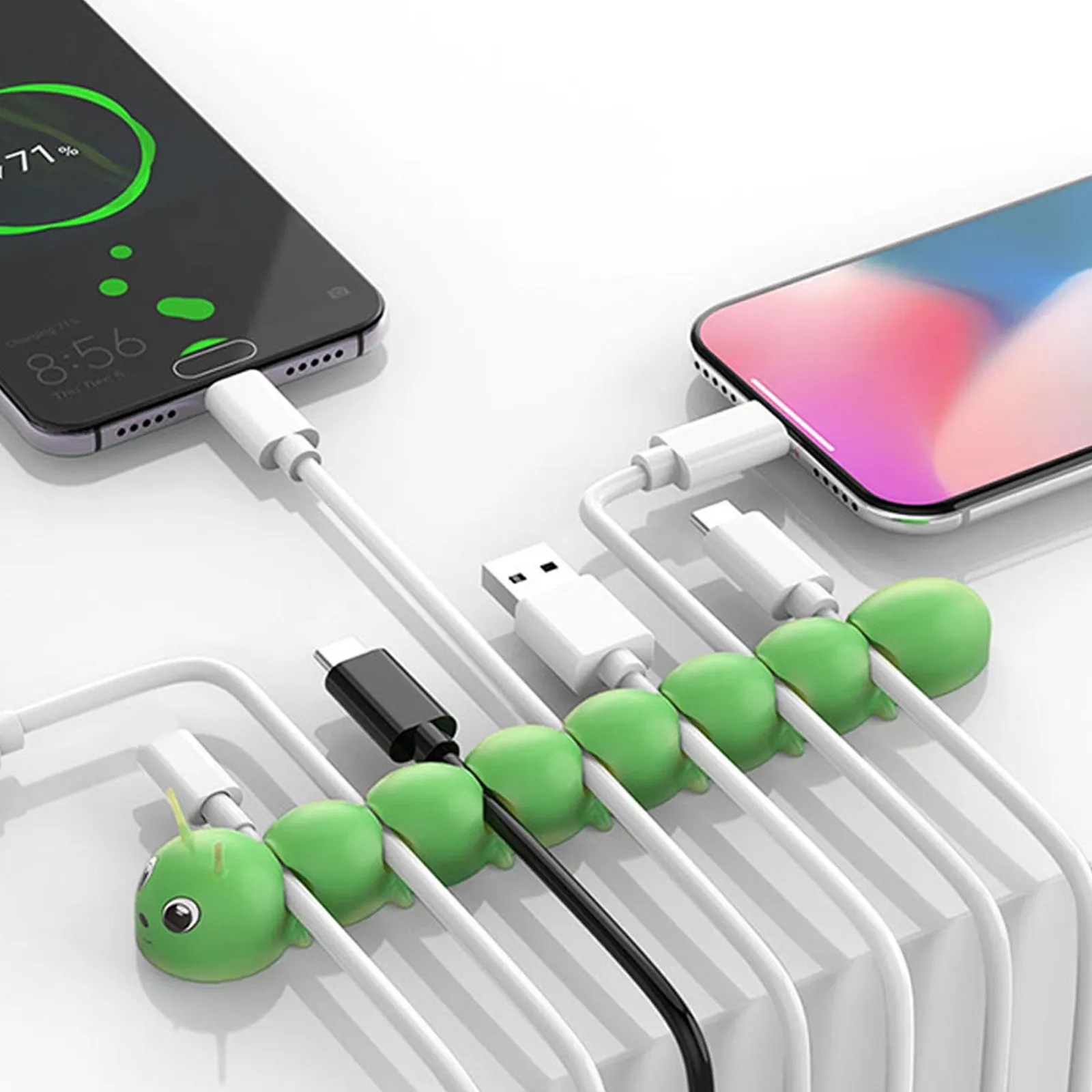 1Pcs Caterpillar Cable Winder Silicone Data Line Organizer Strong Adhesive Desktop Wire Organizer for USB Chargers Headphones