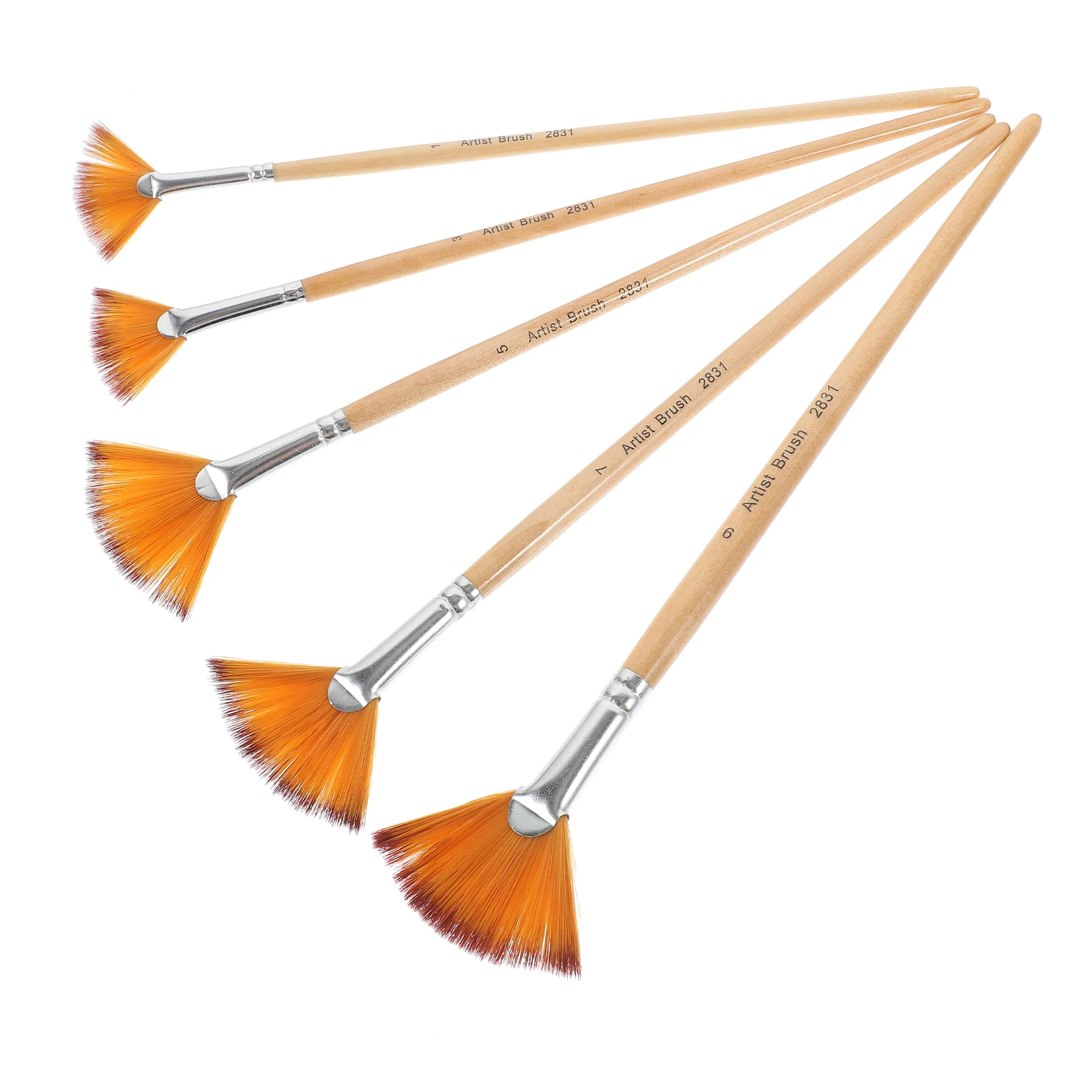 

5 Pcs Nylon Paintbrushes Comfortable Grip Smooth H Fan Shape Watercolor Acrylic Stencil Painting Brushes Portable Daily Use