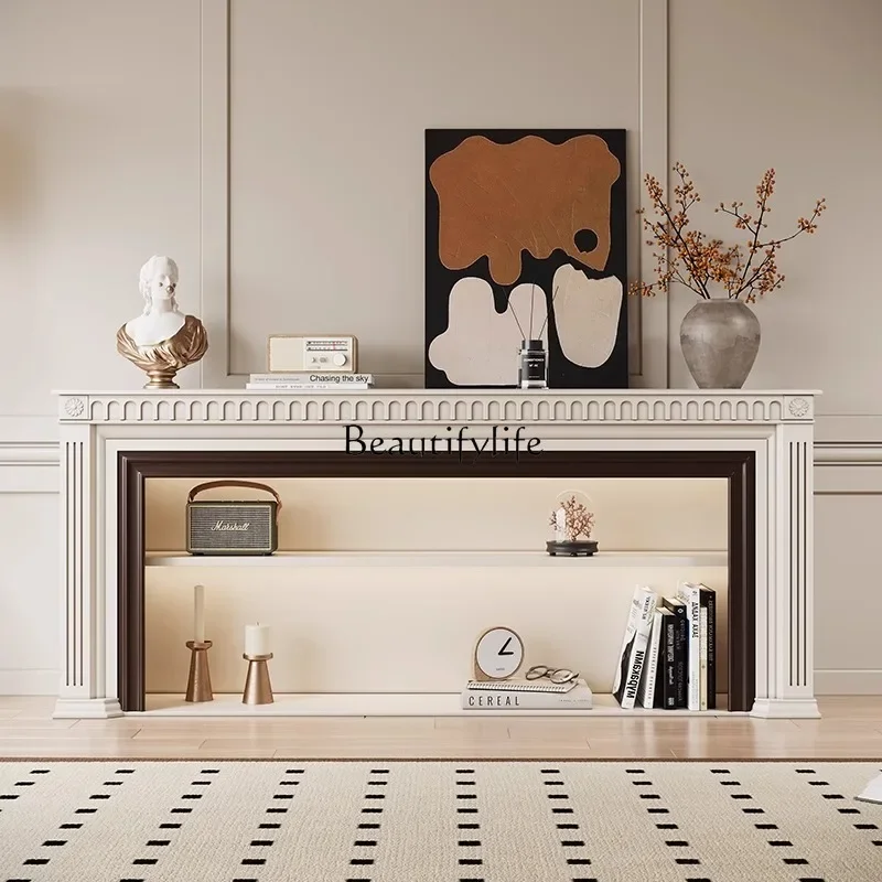 

LXFrench Cream Wind Каминный шкаф из цельного дерева Ретро Гостиная Настенный входной камин Входной шкаф SSS